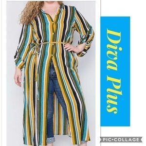 1 Left! Diva Plus Stripe Long Top! CUTE!!